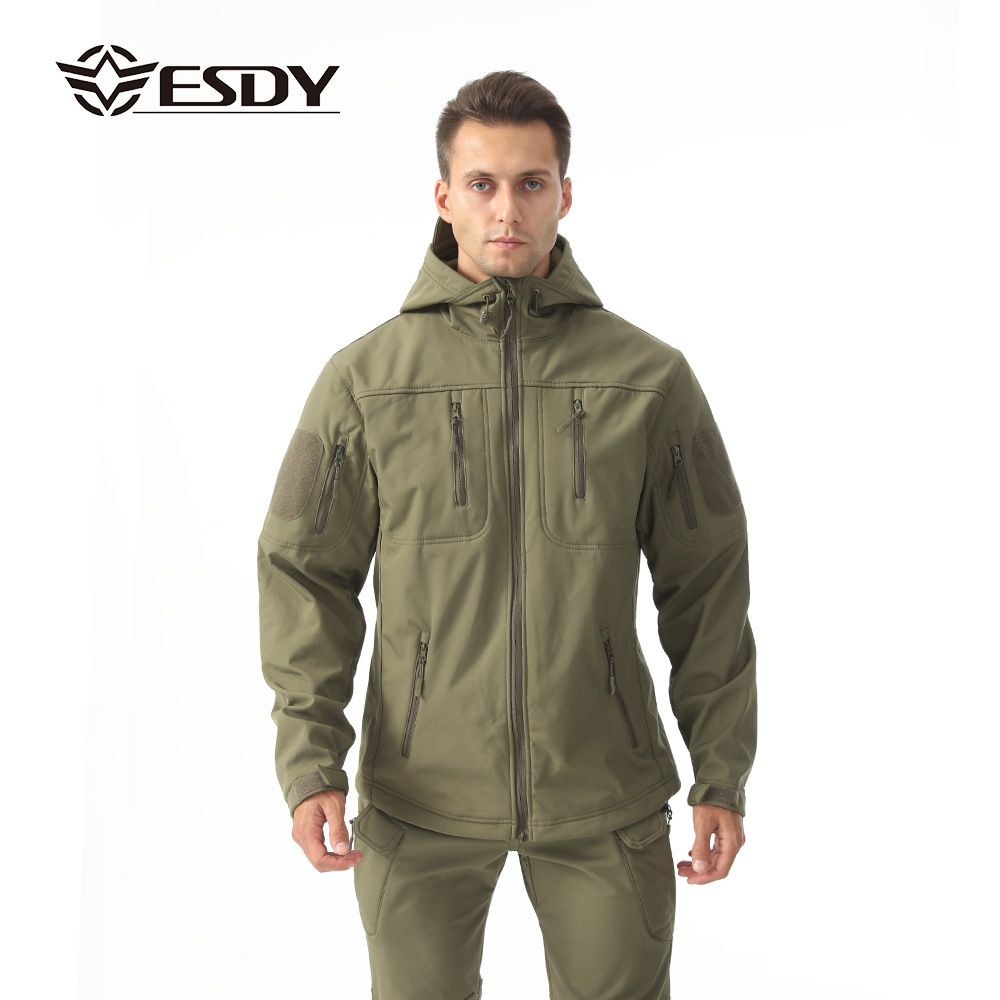ESDY Men Soft Shell Windproof Jacket Outdoor Green L