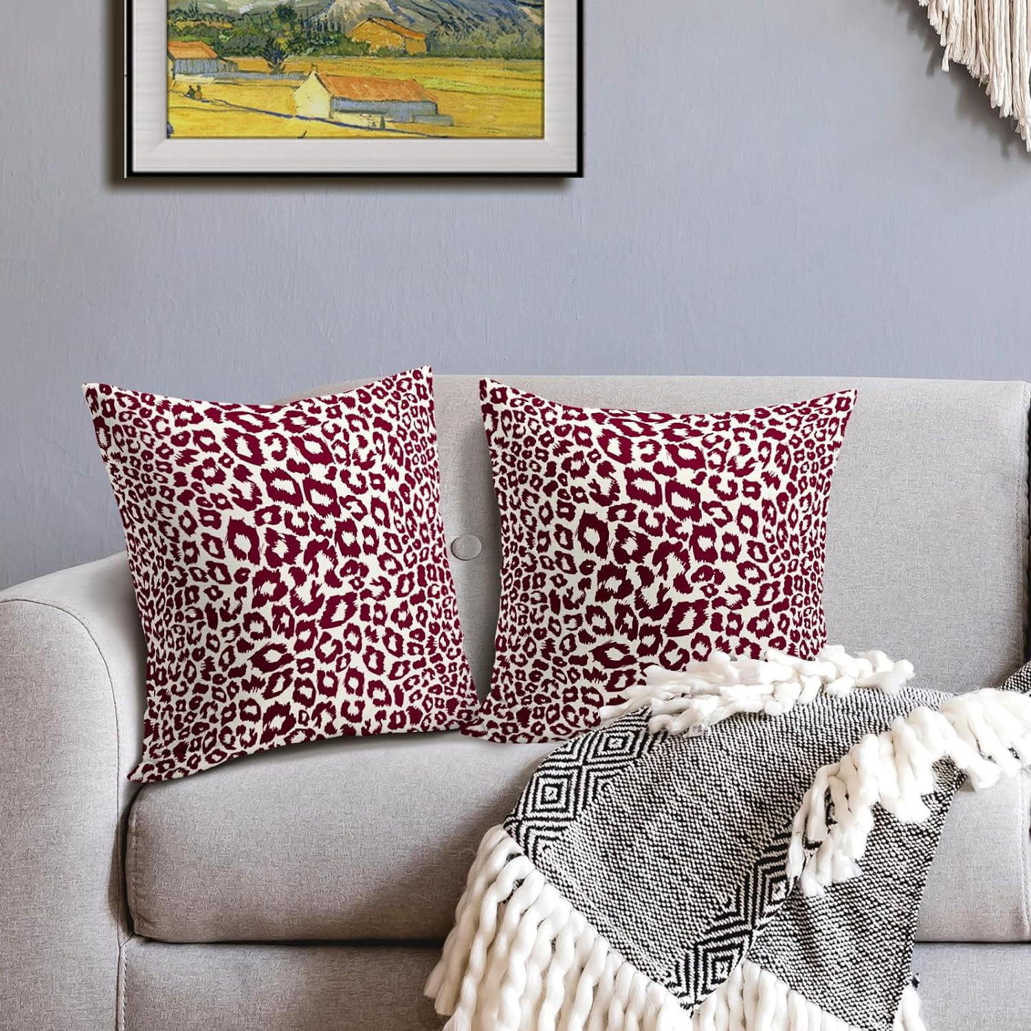 Lime Green White Leopard Print Pillow Covers 18x18 Inch Set of 2 Cheetah Animal Spots Decorative Throw Pillows For Couch Farmhouse Chinoiserie Pillow Cases — image 3