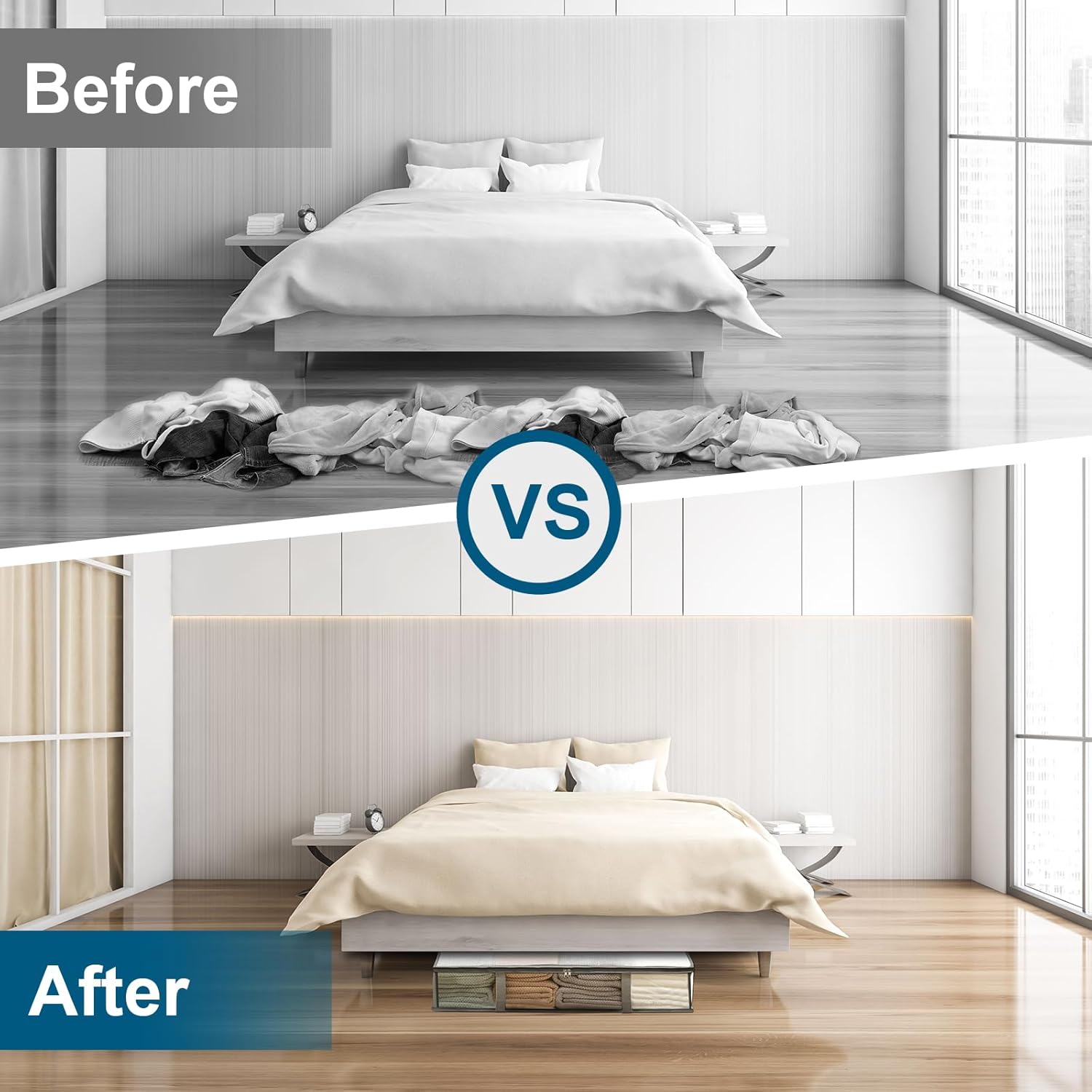 4 Packs Under Bed Storage Containers Bins-55L, 2 Pack Clear Garment Bags-40'' Long โ image 5