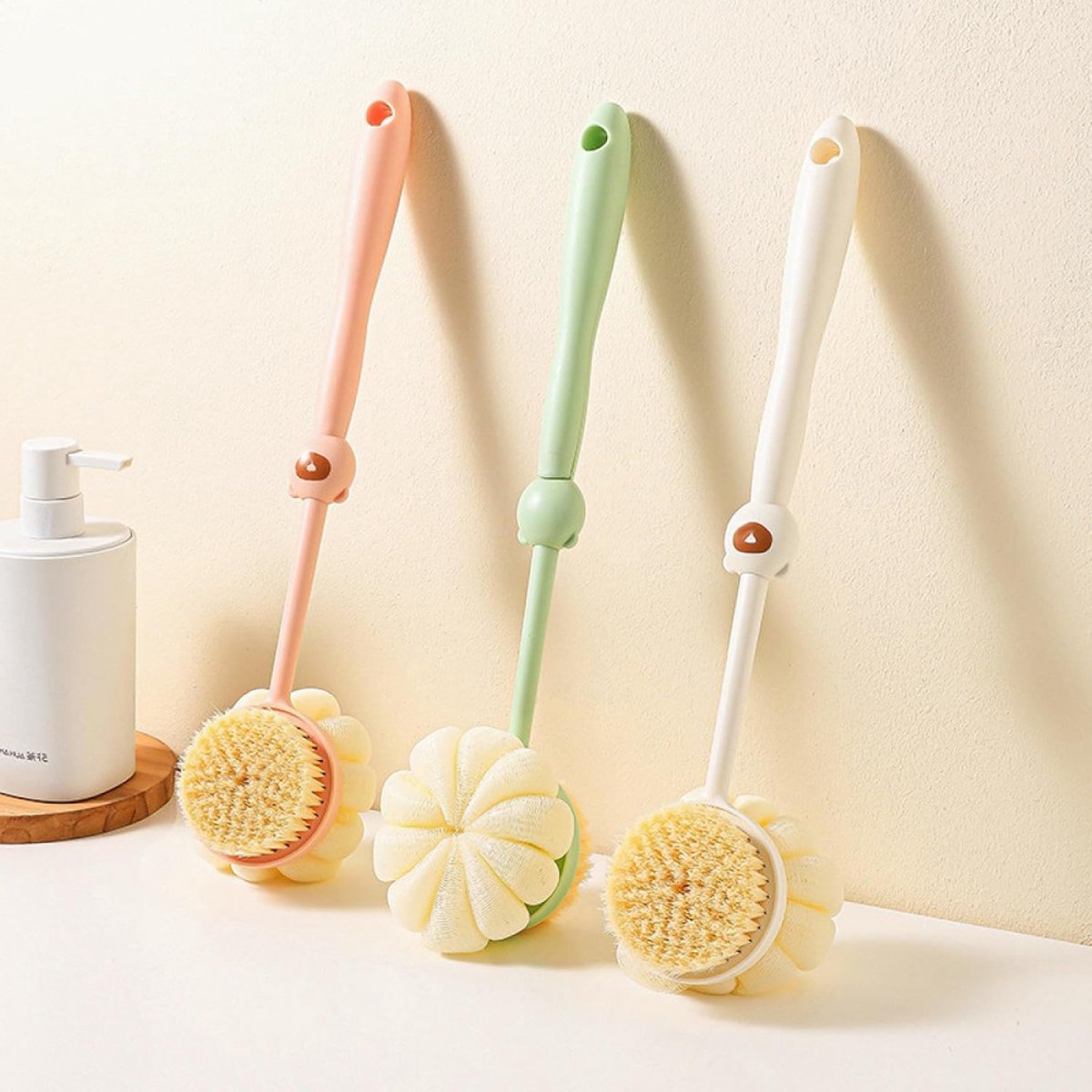Bath Brush - 3 Pieces - Back Brush Shower with Long Handle - Body Brush - Double-Sided - Massage - Rich Lather - Back Scrubber - Shower Brush - Back Brush — image 3