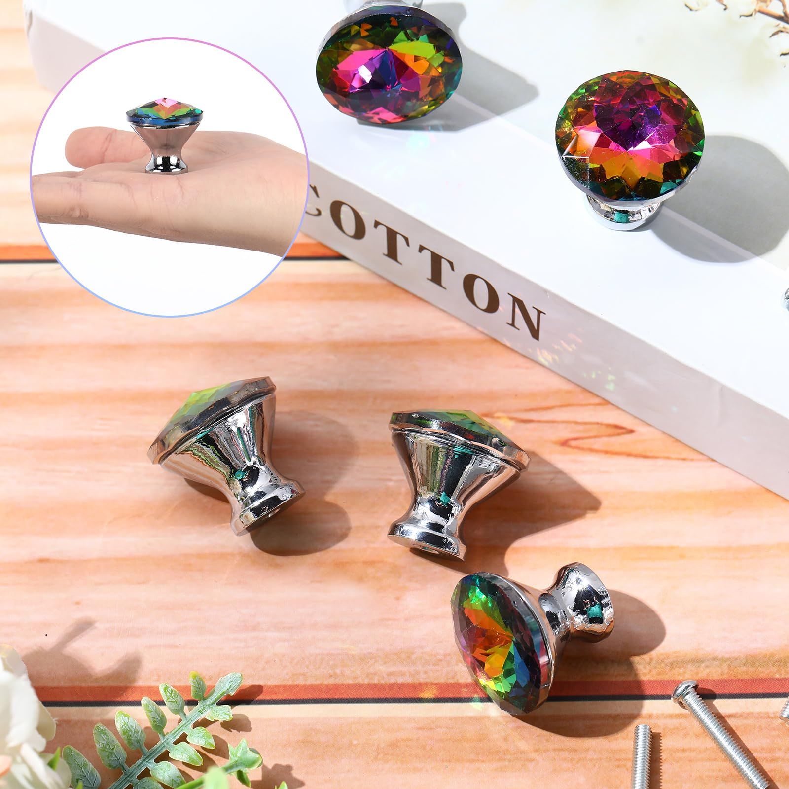20 Pcs Crystal Glass Cabinet Knobs 30mm Diamond Dresser Knobs Colorful Drawer Pulls Handles(Colorful, Elegant Style) โ image 4