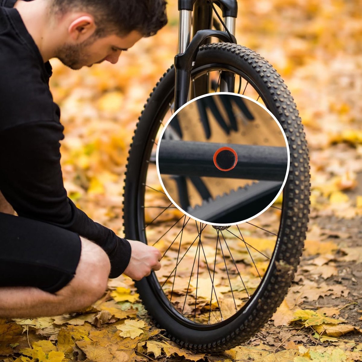 96 pieces - Tire patches - Outdoor bicycle tire tool - Round, rectangular - Ø 28.8 mm, 34 * 24.5 mm - Black - non-adhesive - rubber — image 2