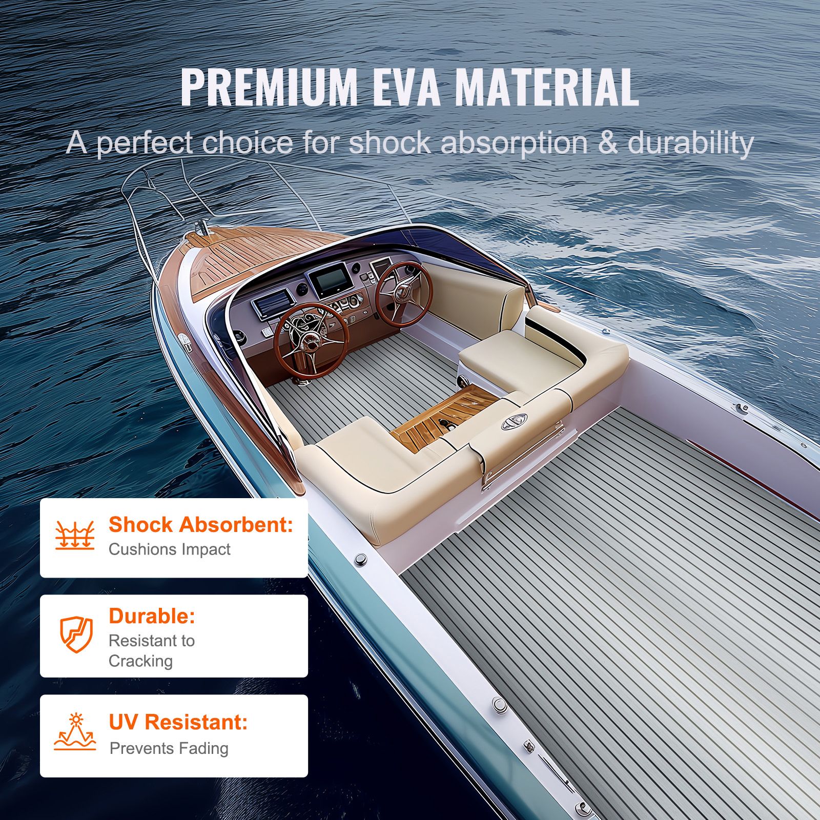 Boat Flooring, EVA Foam Boat Decking 94.5" x 45.7", Non-Slip Self-Adhesive Flooring, 29.9 sq.ft Marine Carpet for Boats, Yacht, Pontoon, Kayak Decking — image 4