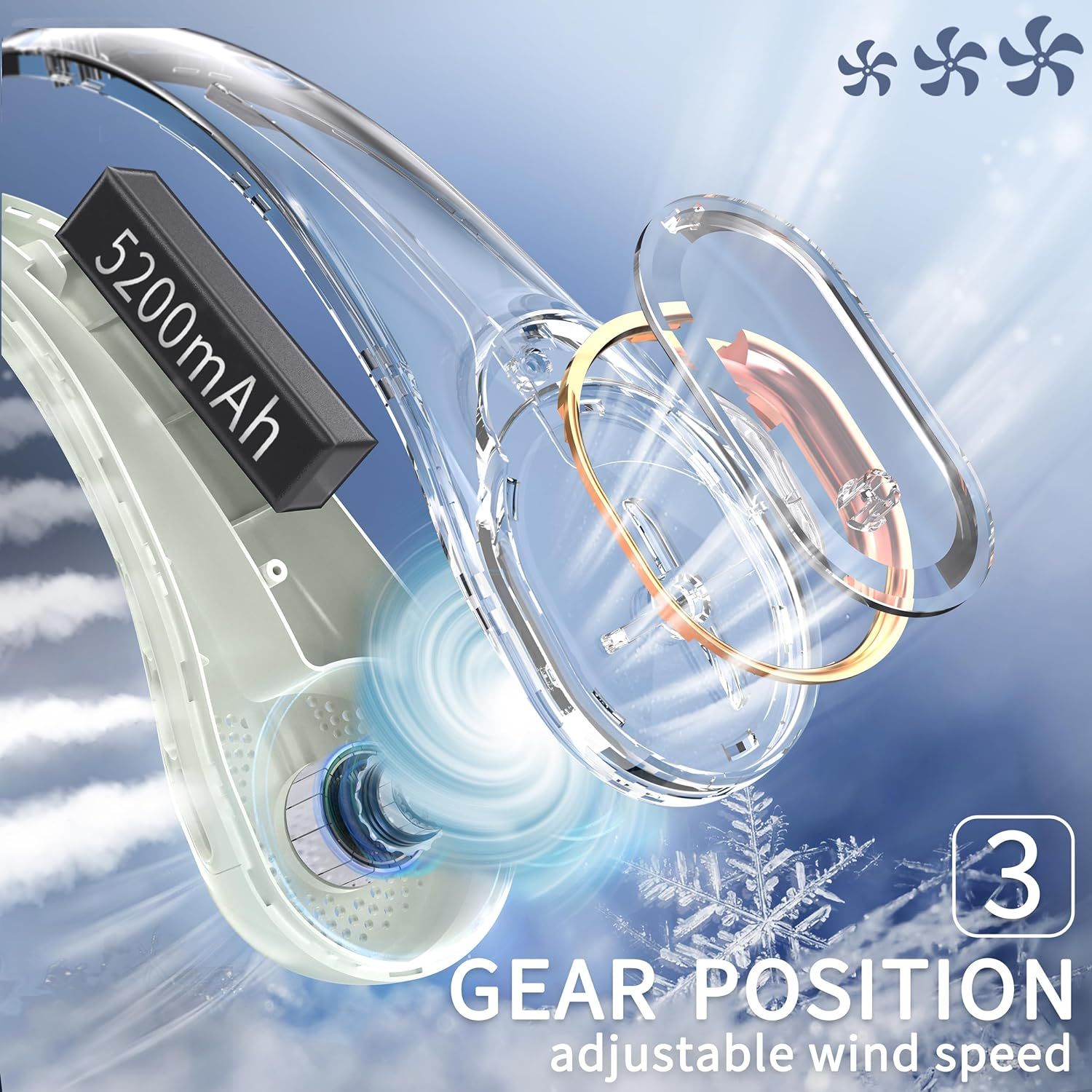 Portable Strong Wind, Adjustable, 360° Cooling, Super Quiet, No Blade Design, No Hair Twisting, Even Air Volume On Both Sides — image 4