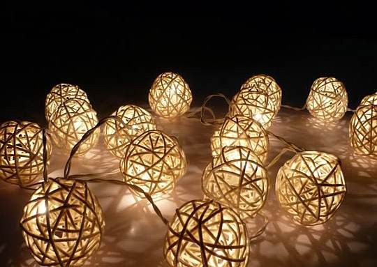 1 Set of 20 LED Cream White 5cm Rattan Cane Ball Battery Powered String Lights Christmas Gift Home Wedding Party Bedroom Decoration Table Centrepiece โ image 3