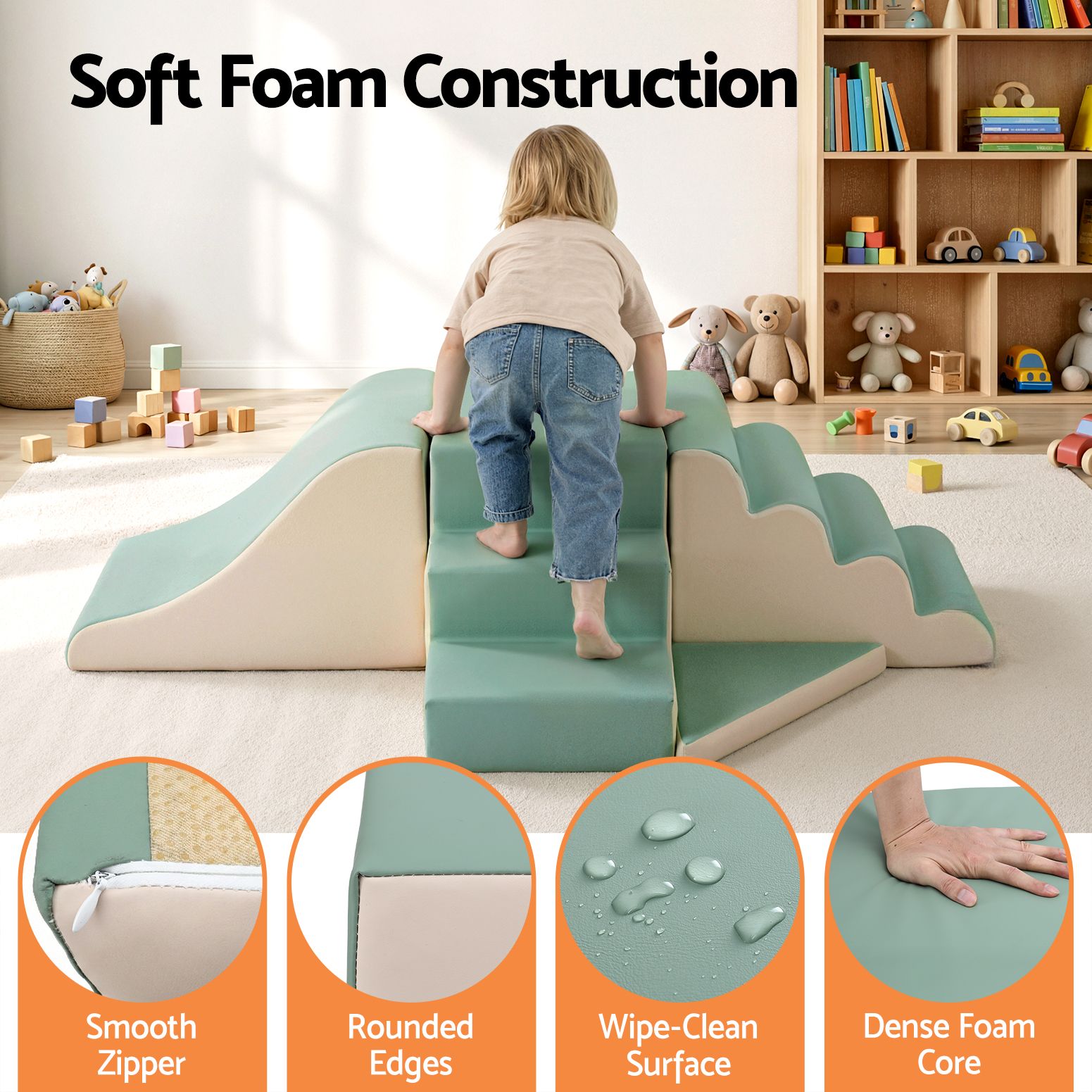 Keezi Kids Climbing Blocks 4-Piece Foam Toddler Playset Soft Indoor Climbing Toy Rocker โ image 4