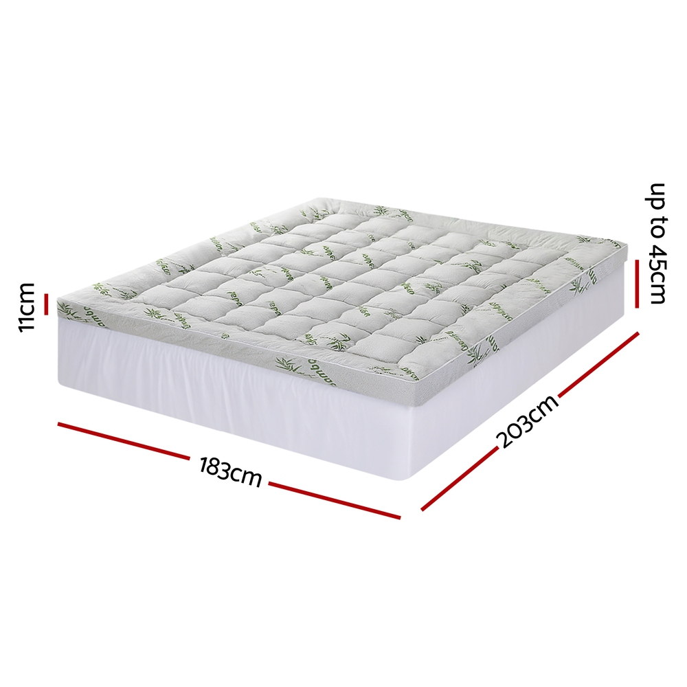 Giselle Bedding 1500GSM Pillowtop Mattress Topper Bamboo Mattress Pad for Back Pain Relief Washable 11cm Thick Bed Cover with 45cm Deep Pocket King โ image 3