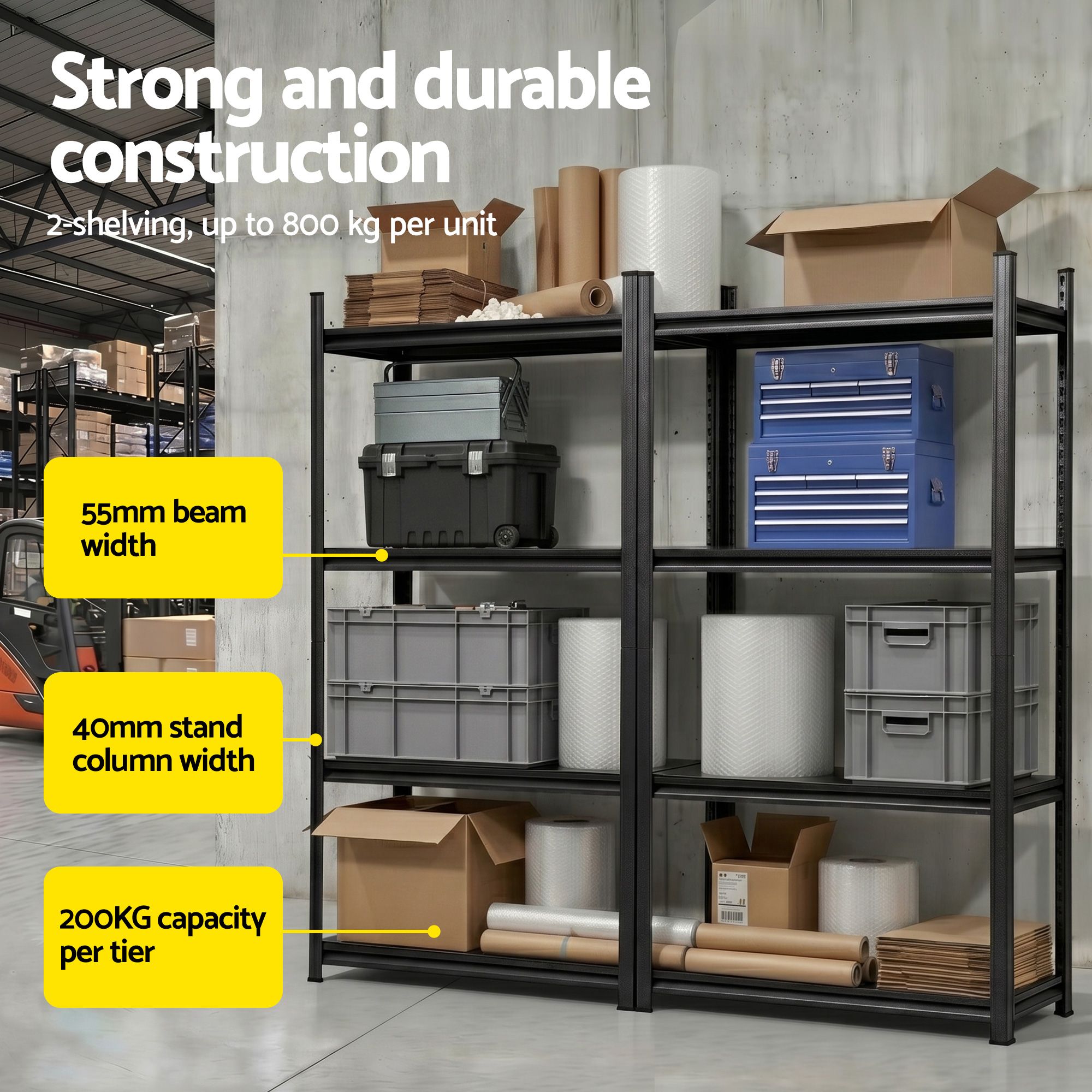 Giantz Garage Shelving 1.8X1.8m Warehouse Rack Storage Shelves Workshop Racks Steel — image 5
