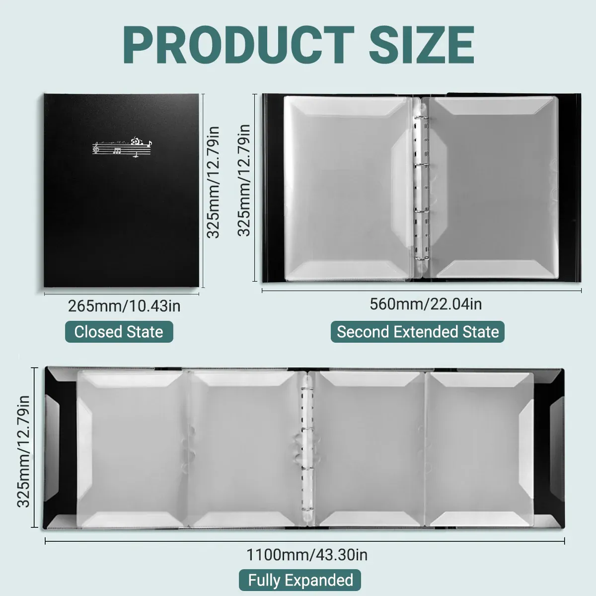 A4 Piano 4 Page Music Sheet Folder Binder Replaceable Inner Core Durable Use — image 3
