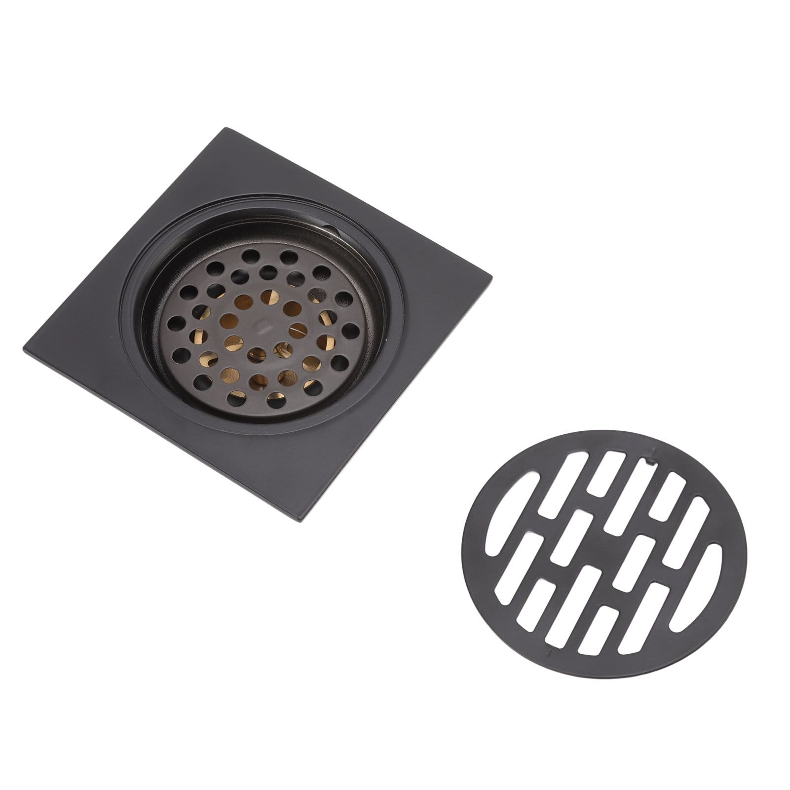 Floor Drain European Style Antique Stainless Steel and Copper Square Shower Grate for Balcony Kitchen Black — image 2