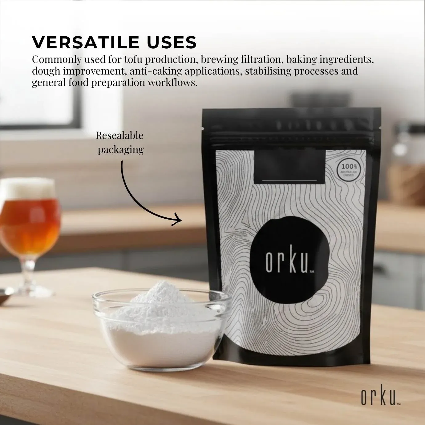 Orku 1Kg Fine Calcium Sulphate Gypsum Powder - Dihydrate Food Grade FCC E516 — image 4