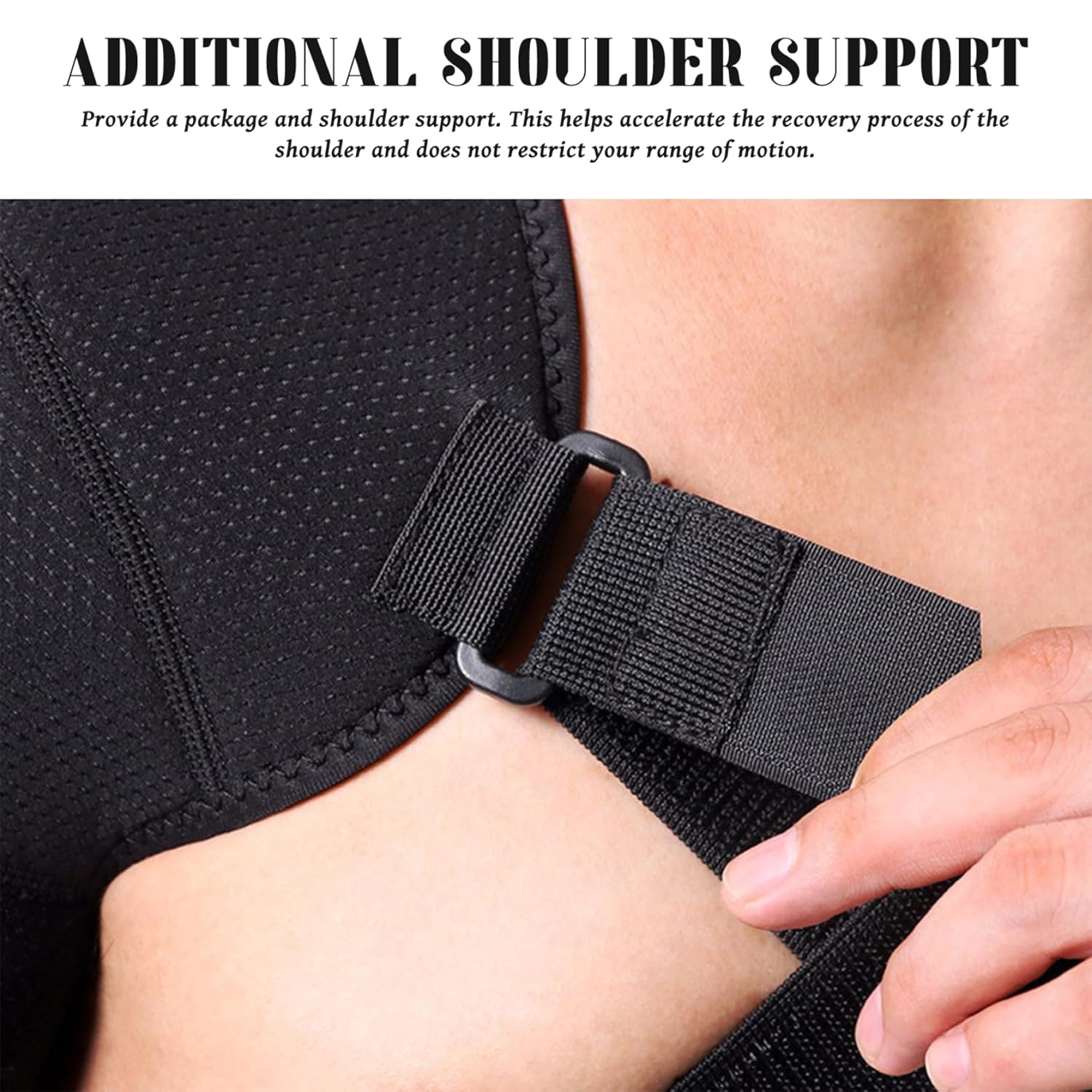 Adjustable Shoulder Support Brace - Black - Breathable Protective Shoulder Sleeve for Sleeping, Sports & Daily Use β image 3