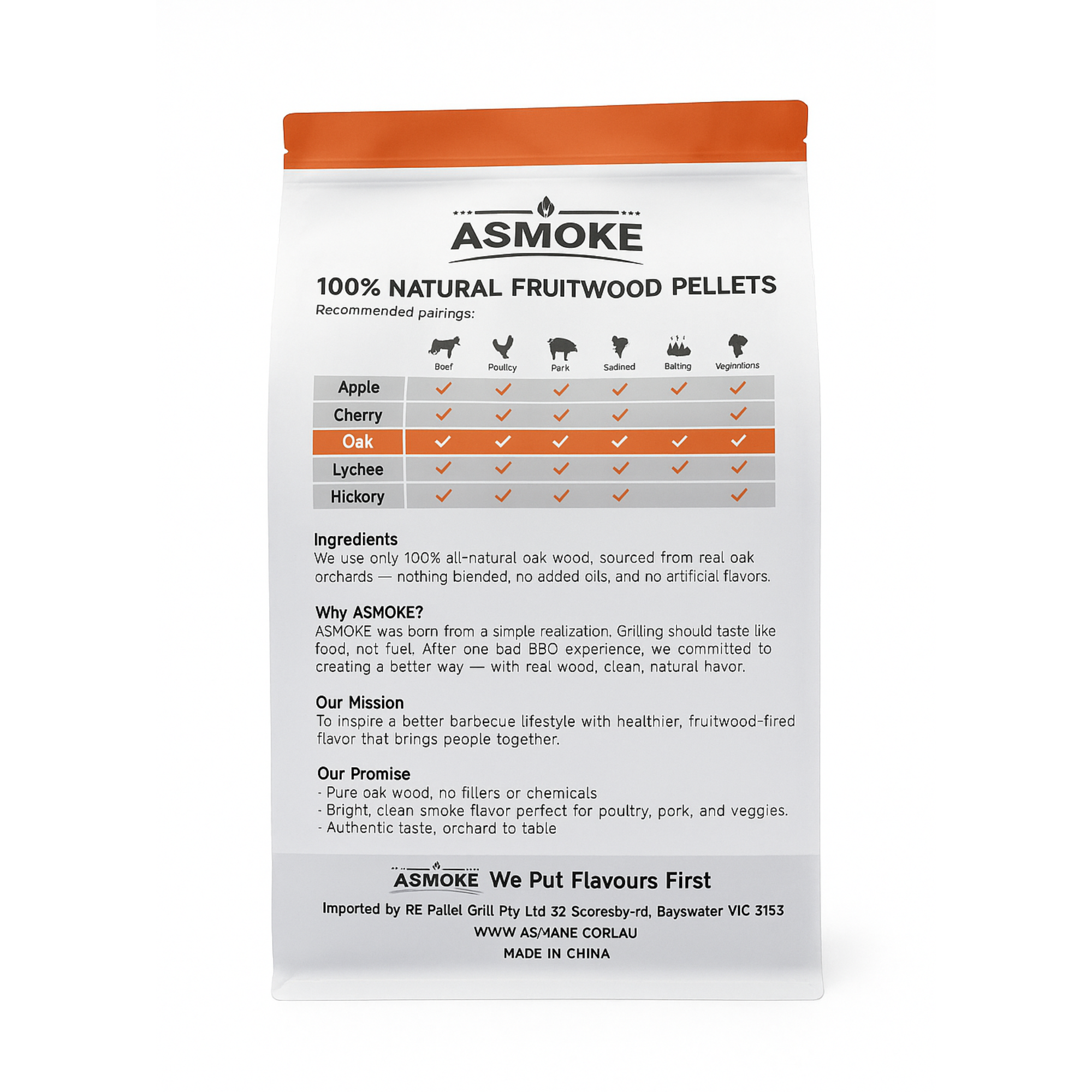 ASMOKE 100% Natural Premium Oak Wood BBQ Pellets for Smoker & Grill (9kg / 20lbs) — image 2