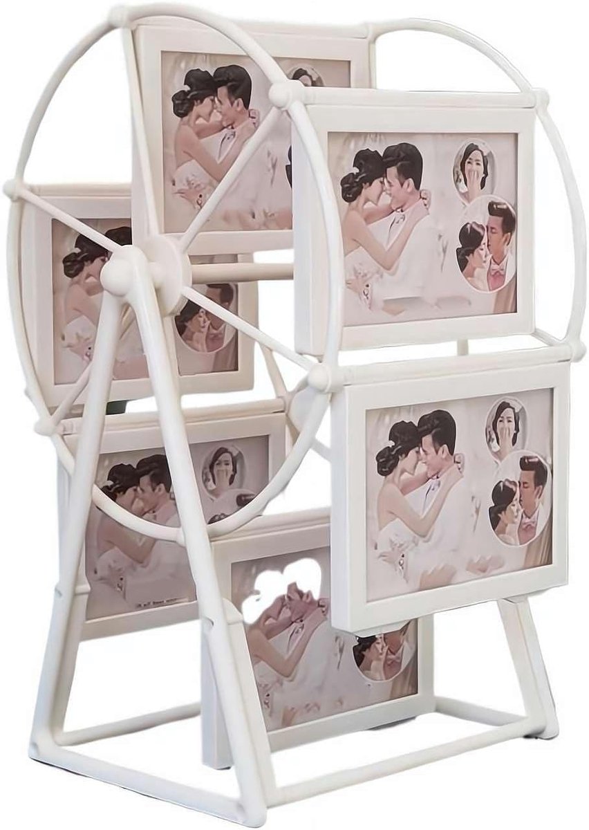 Rotating Photo Frame - 360° Rotating Base - Vintage Embossed Design - Vintage Bronze - Displays 12 Photos - Fits Standard 10x15cm & 12x18cm Prints