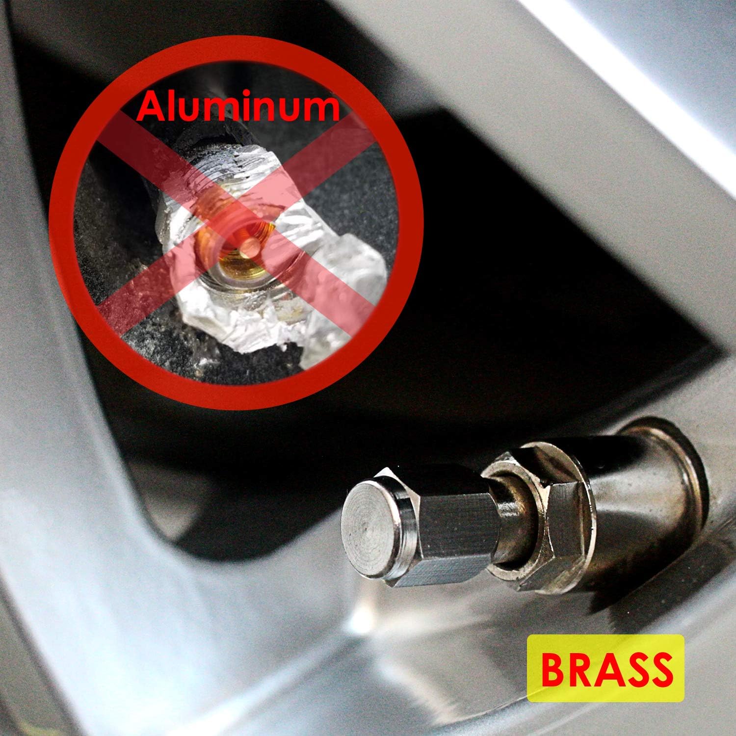 Brass (8 Pack) Tire Valve Caps Silver, Premium Metal Rubber Seal Tire Valve Stem Caps, Dust Proof Covers Universal fit for Cars, SUVs, Bike and Bicycle โ image 4