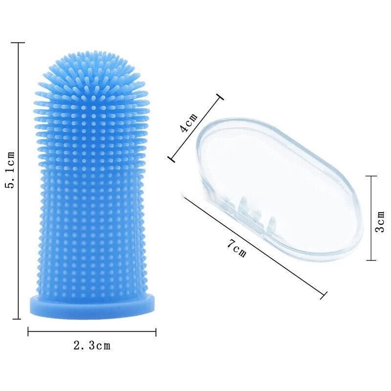 Dog Cat Super Soft Pet Finger Toothbrush Teeth Silicone Brush Care Cleaning - Blue — image 4