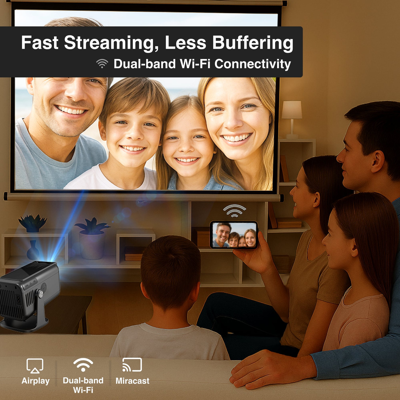 Laser 1080p Android Multi-Angle LED Projector Black โ image 2