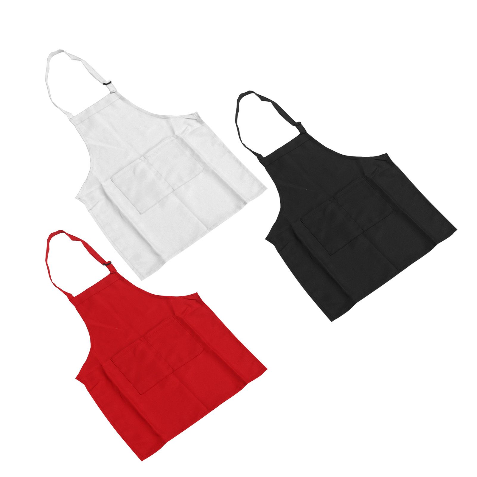 3Pcs Children Aprons Baking DIY Kids Aprons with Pockets for Boys Girls Aged 3‑6 White Red Black M Size 56cm Length — image 3