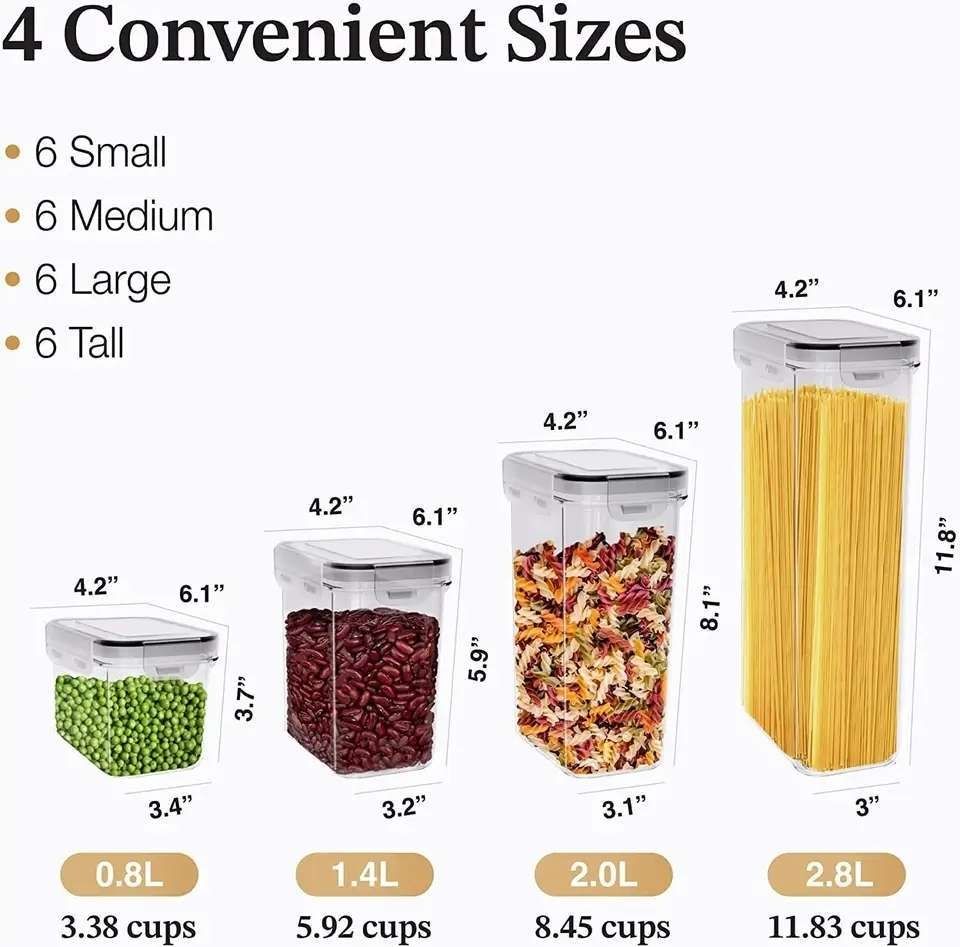 24-Pack Airtight Storage Containers for Organized Pantry, Transparent with Labels — image 4