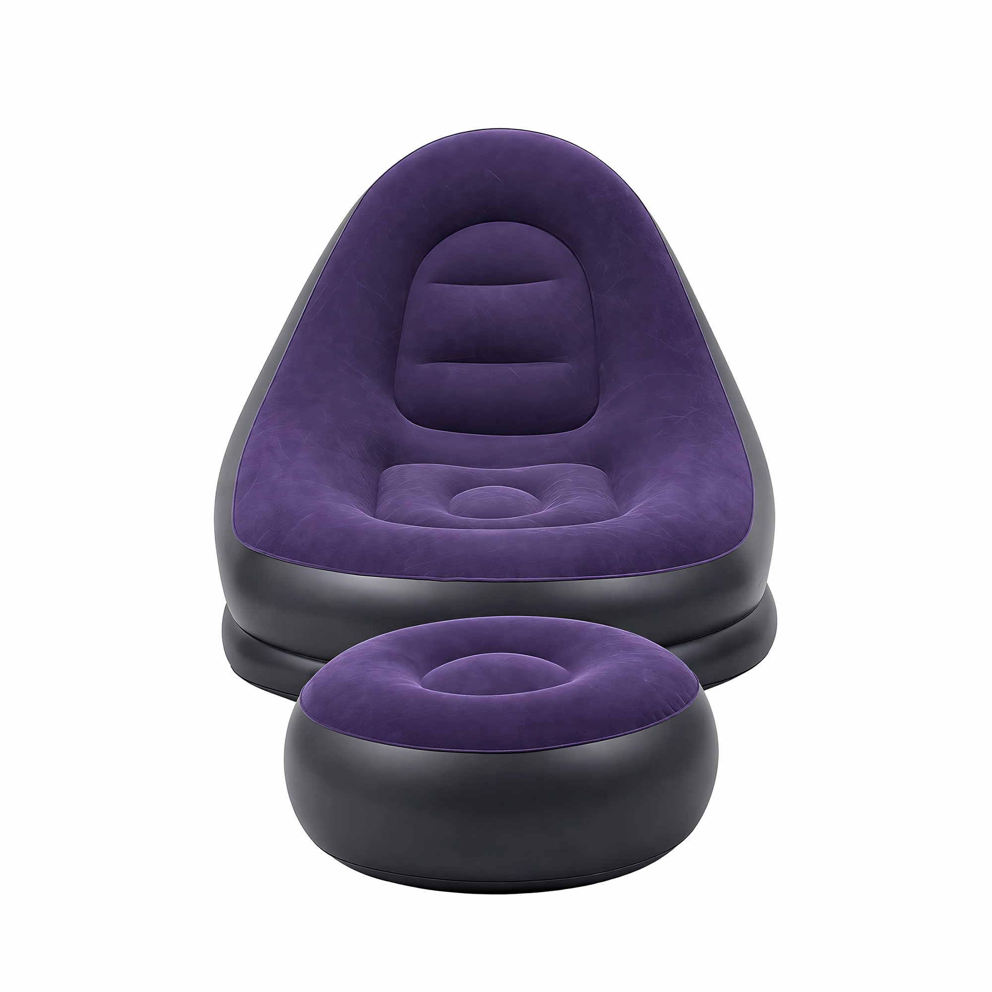 Gardeon Inflatable Chair with Ottoman Air Sofa Blow Up Air Chair for Camping with Pump Purple โ image 3