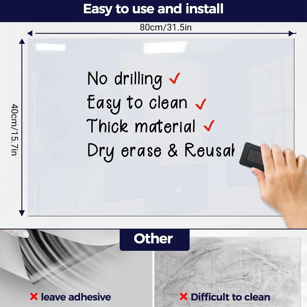 Whiteboard Multipurpose Office Home School Frame Dry Erase Board β image 3