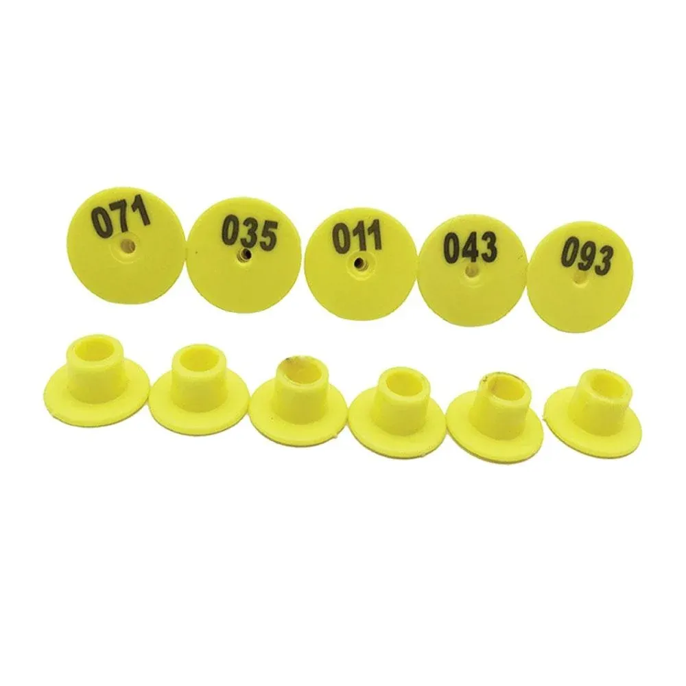 1-100 Cattle Number Ear Tags Set - Round Yellow Pig Sheep Goat Livestock Label — image 3