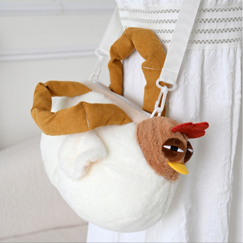 Funny Plush Chicken Handbag - Soft Fluffy Novelty Tote Bag with Leg Handles - Quirky Cartoon Gift for Kids & Teens (25cm) — image 2