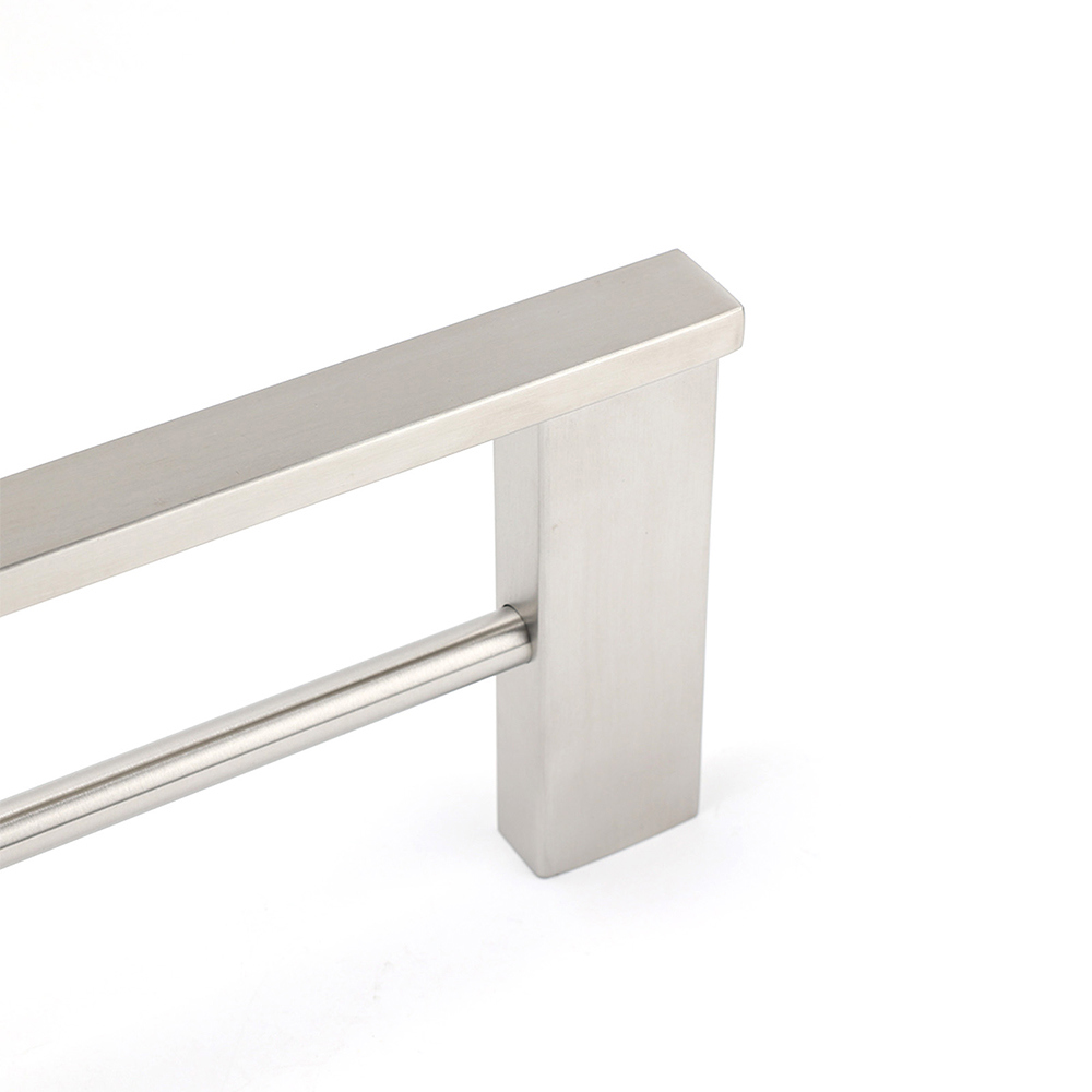 Brushed Nickel Square Towel Rail Rack 600mm Double Hanger Holder Bar Bathroom โ image 3