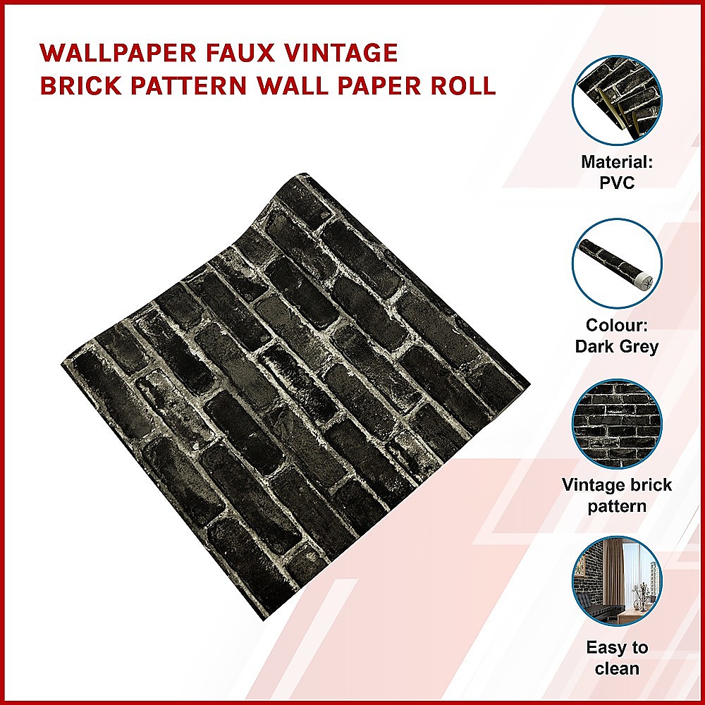 Wallpaper Faux Vintage Brick Pattern Wall Paper Roll — image 3