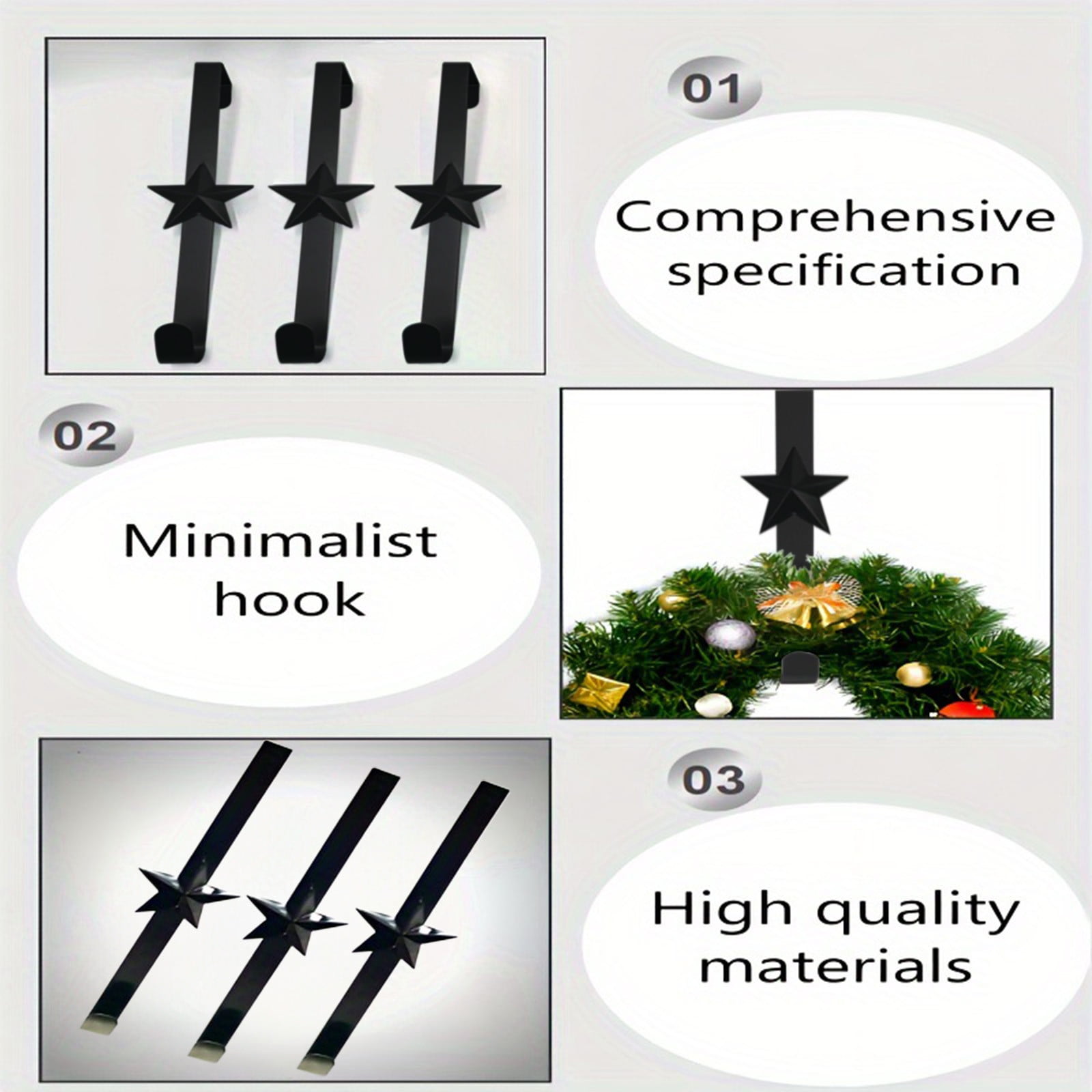 15 Inch Wreath Hanger for Front Door Decoration, Long Metal Halloween Christmas Wreath Decoration Hook, Over The Door Single Hook Door Hook for Hanging Clothes โ image 5