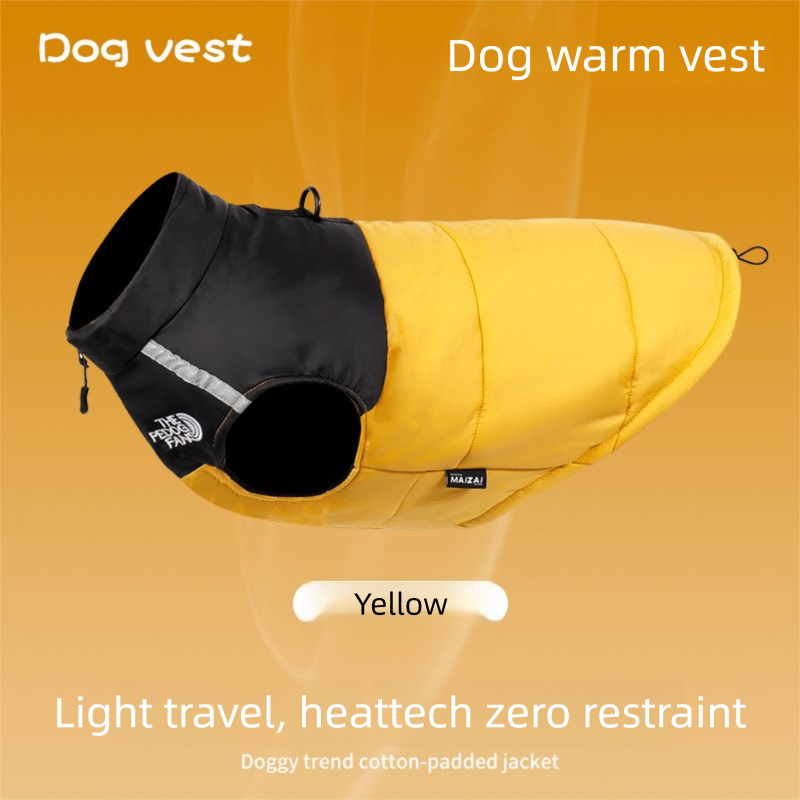 2-Pack (Pink + Yellow) —L Size — Warm, Thickened Winter Dog Coat / Pet Clothing — Waterproof Winter Dog Vest — Reflective Safety Design (Leash Compatible) — image 2