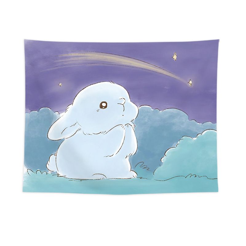Wishing Bunny Design Wall Tapestry 200 × 150cm - Soft Plush Fabric Hanging for Bedroom, Living Room, Dorm Decor - Includes Mounting Kit for Easy Installation
