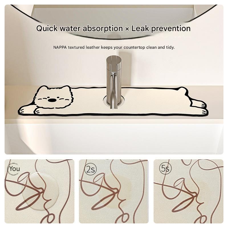 2-Piece Faucet Draining Mat Set Absorbent Sink Splash Guard Quick Dry Counter Mat 10x61cm(Crocodile) — image 5