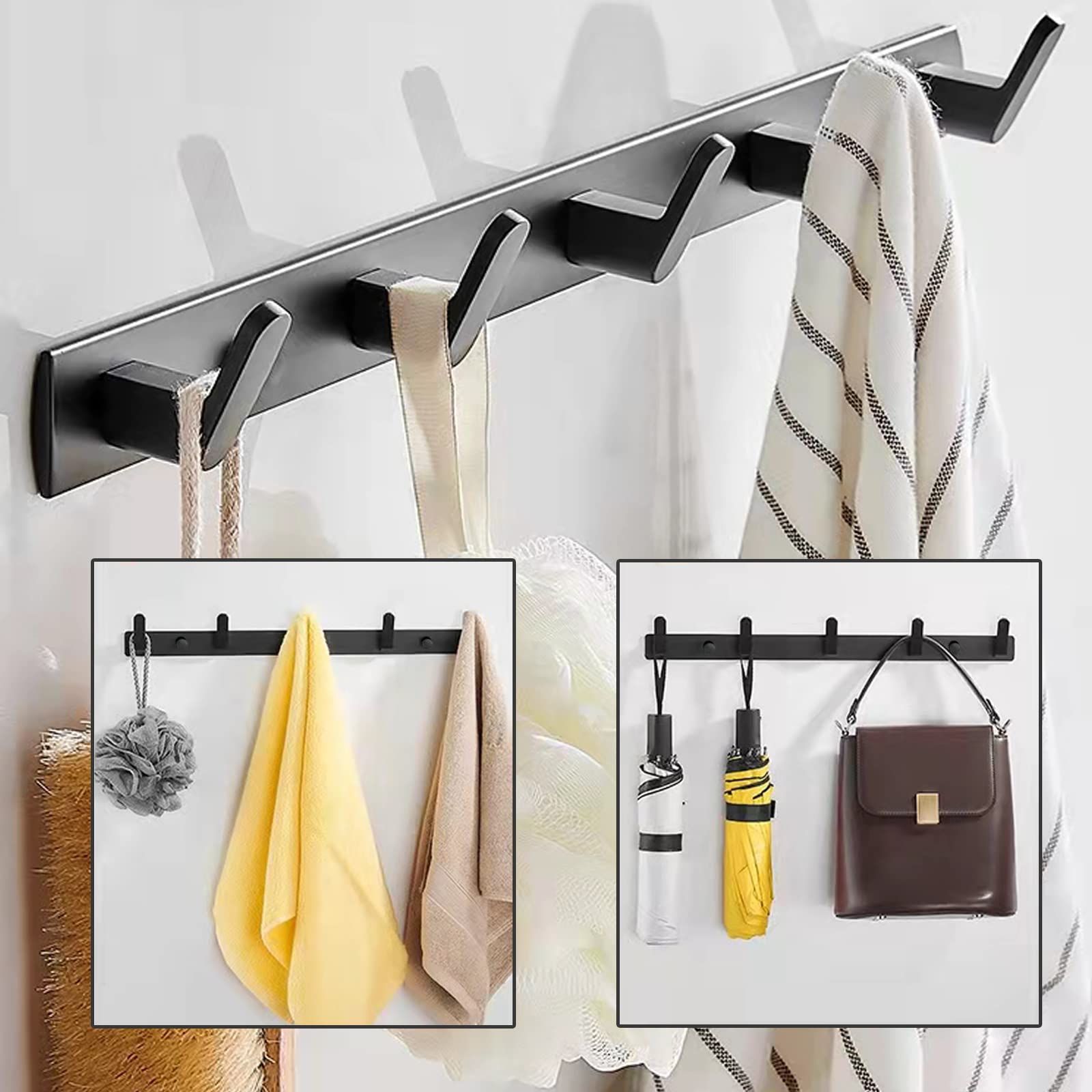 Hanging clothes hooks, hat racks, clothes hooks, towel hooks, bathroom kitchen hooks, storage hooks, non perforated space aluminum β image 3