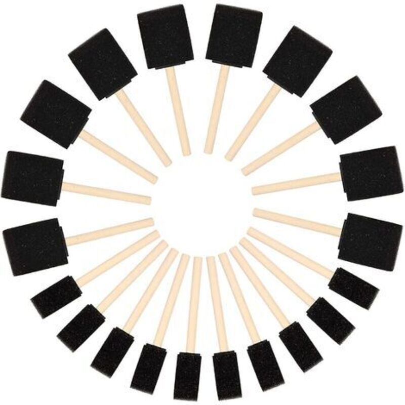 Foam Brushes (20 Pack) - Two Sizes - Sponge Brushes With Wooden Handle - Paint Stamp Brushes For Acrylic, Oil, Varnish