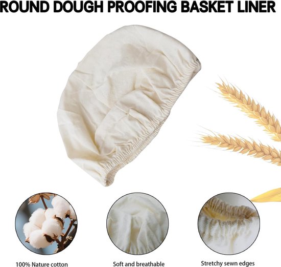 Set of 6 round proofing cloths (25 cm / 10 inch) – Fabric lining for proofing baskets – Natural woven – Ideal for sourdough and bread rising (round, without — image 3