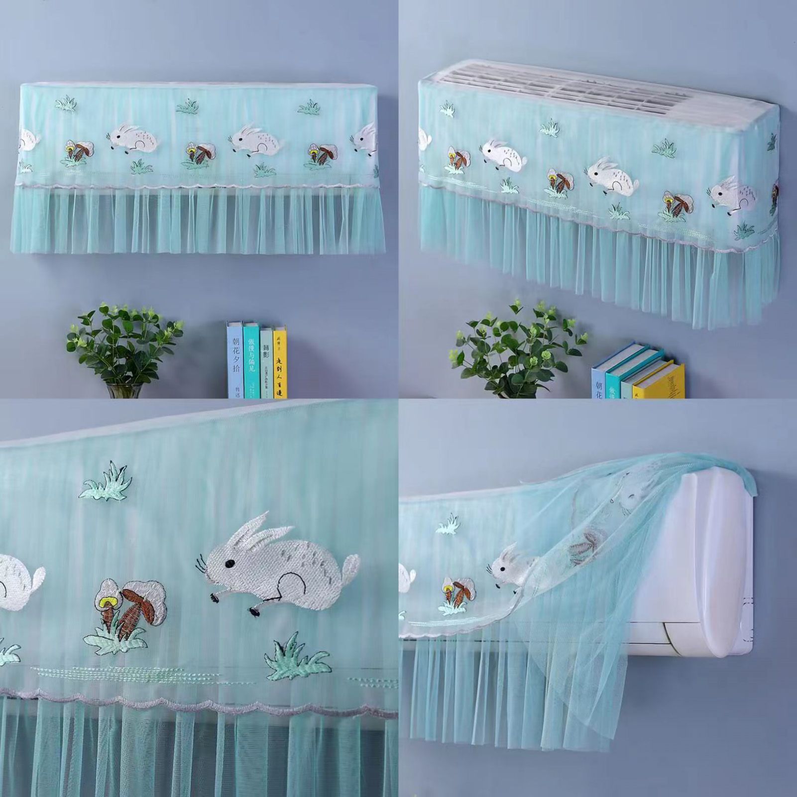 1.5P Air Conditioner Dust Cover Dustproof Wall Mounted Air Conditioner Protective Case Home Decorative Dust Cover White Mushroom Rabbit 1.5P‑2P — image 3