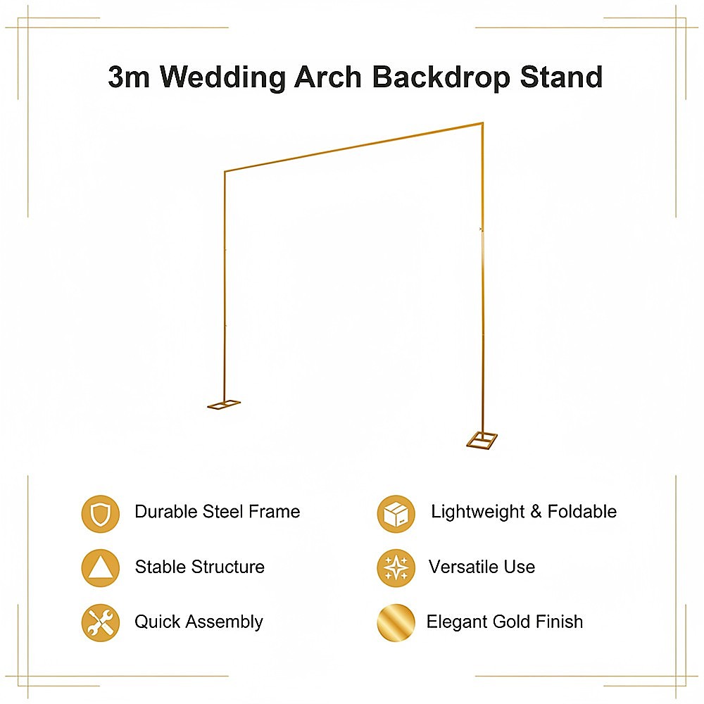 3m Wedding Arch Backdrop Stand โ Square Metal Frame for Balloons & Flowers โ image 6
