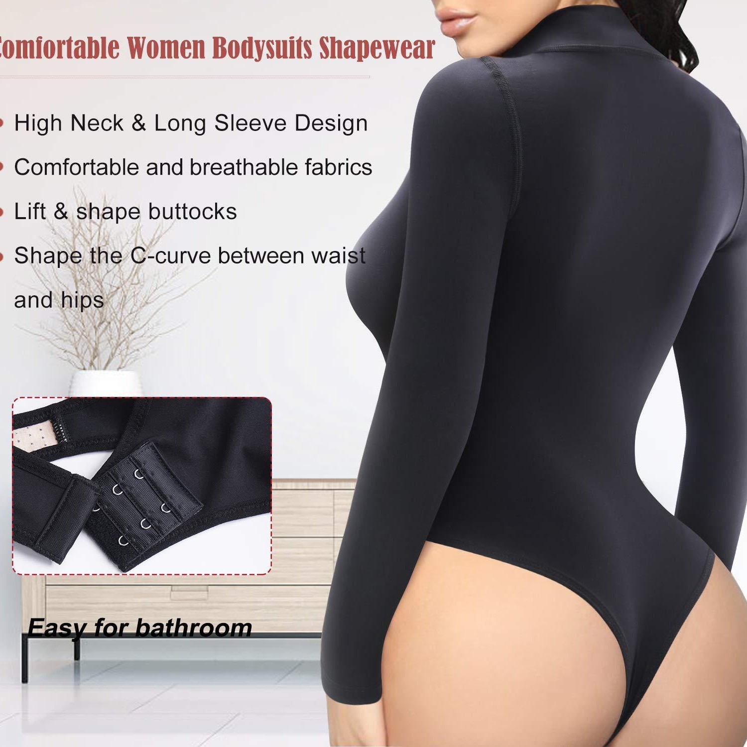 Size XL Black Women's Sexy T-Back Bodysuit Thong Leotard - Milk Silk Round Neck Slim Fit Jumpsuit Base Layer โ image 4