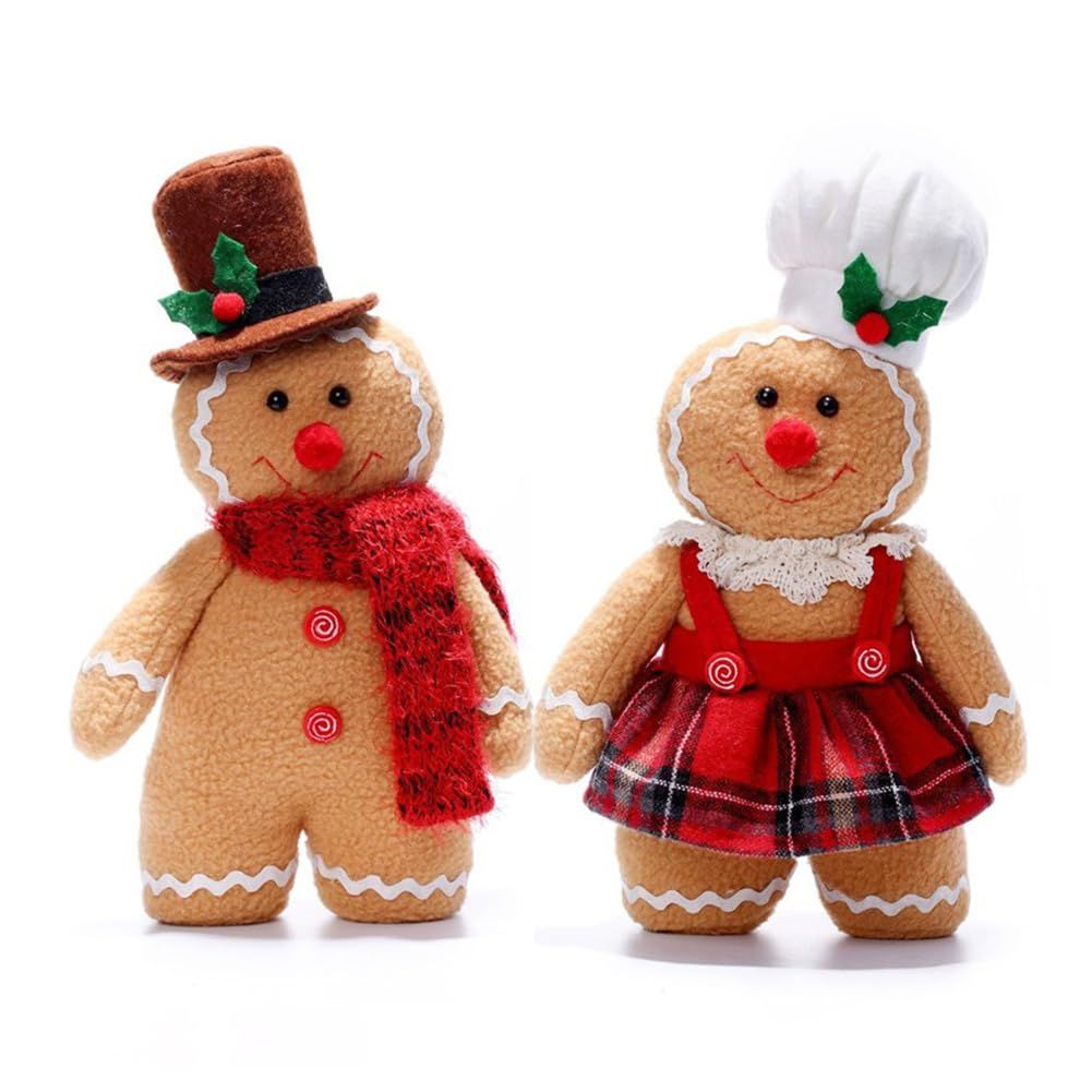 Gingerbread Plush Stuffed Animal, Gingerbread Man Plush Toys (Boy+Girl)