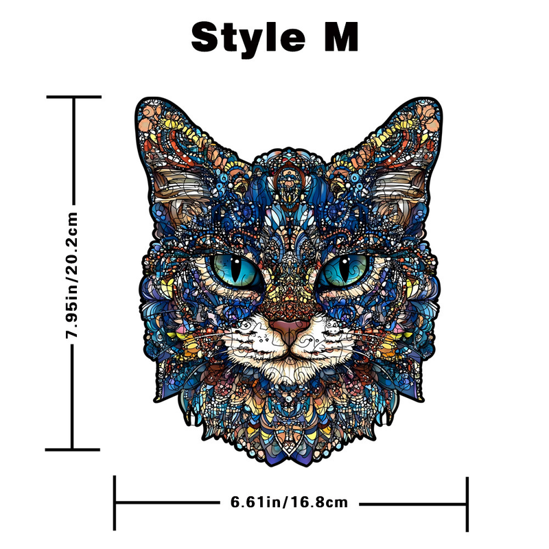 M Style Blue-Eyed Cat Wooden Jigsaw Puzzle -Irregular Animal Shaped Puzzle, Laser Cut 3D Craft, Stress Relief Brain Game Gift for Adults 14+ — image 5