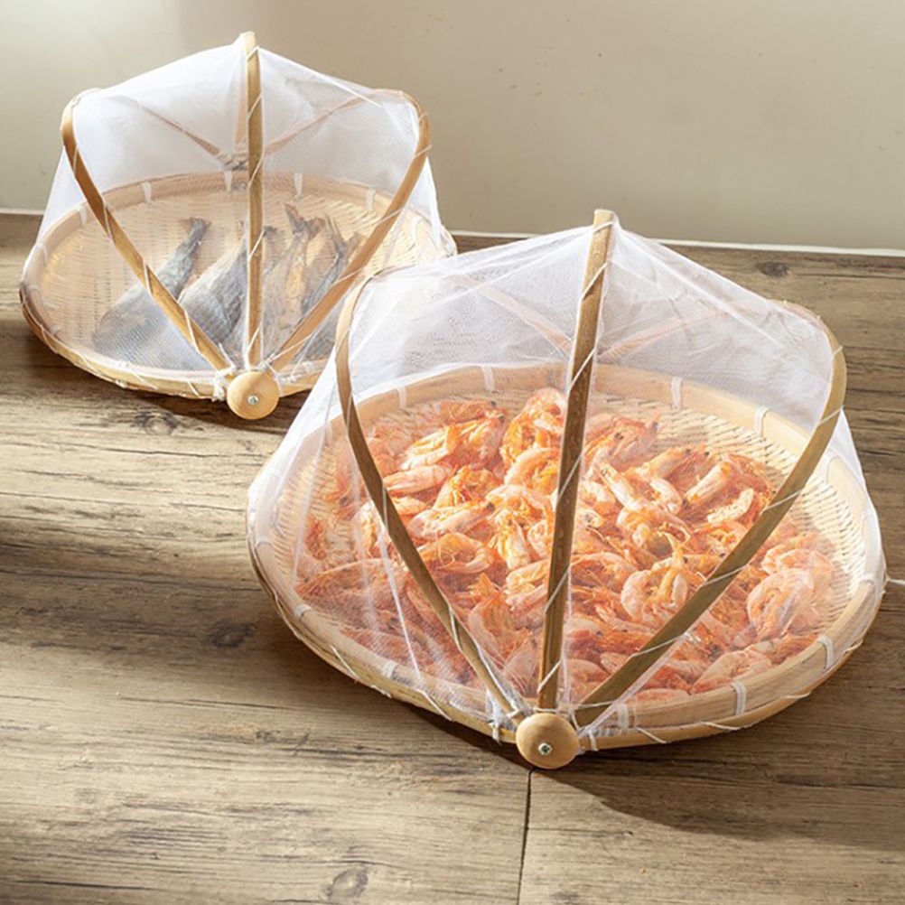 Bamboo Food Serving Tent Natural Handcraft Tray Mesh Food Storage Basket Meal Table Serve Cover โ image 2