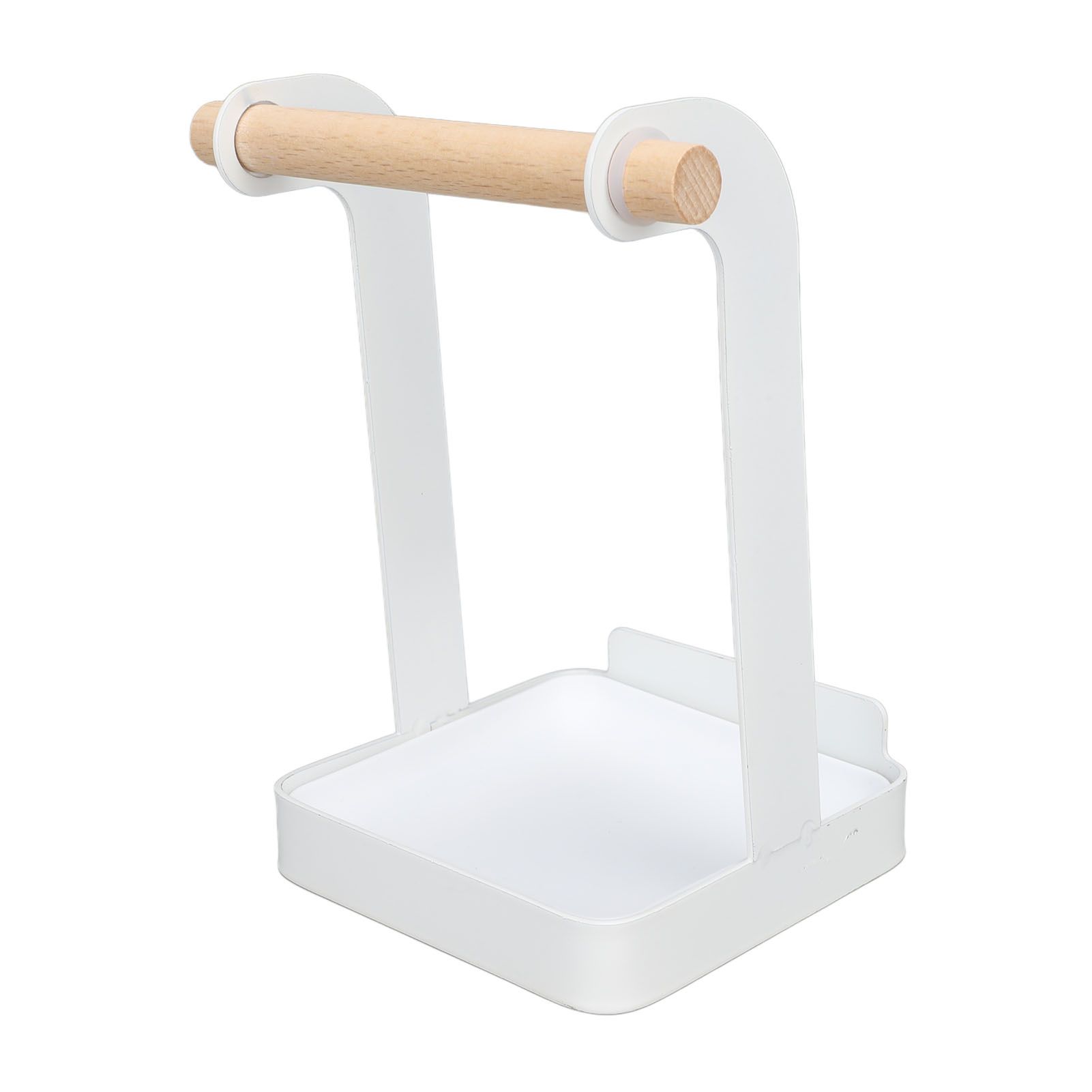 Pot Lid Holder Rack Multifunction Prevent Slip Iron Basin Wood Rack Cooking Tool Spatula Stand Kitchen Organizer White โ image 3