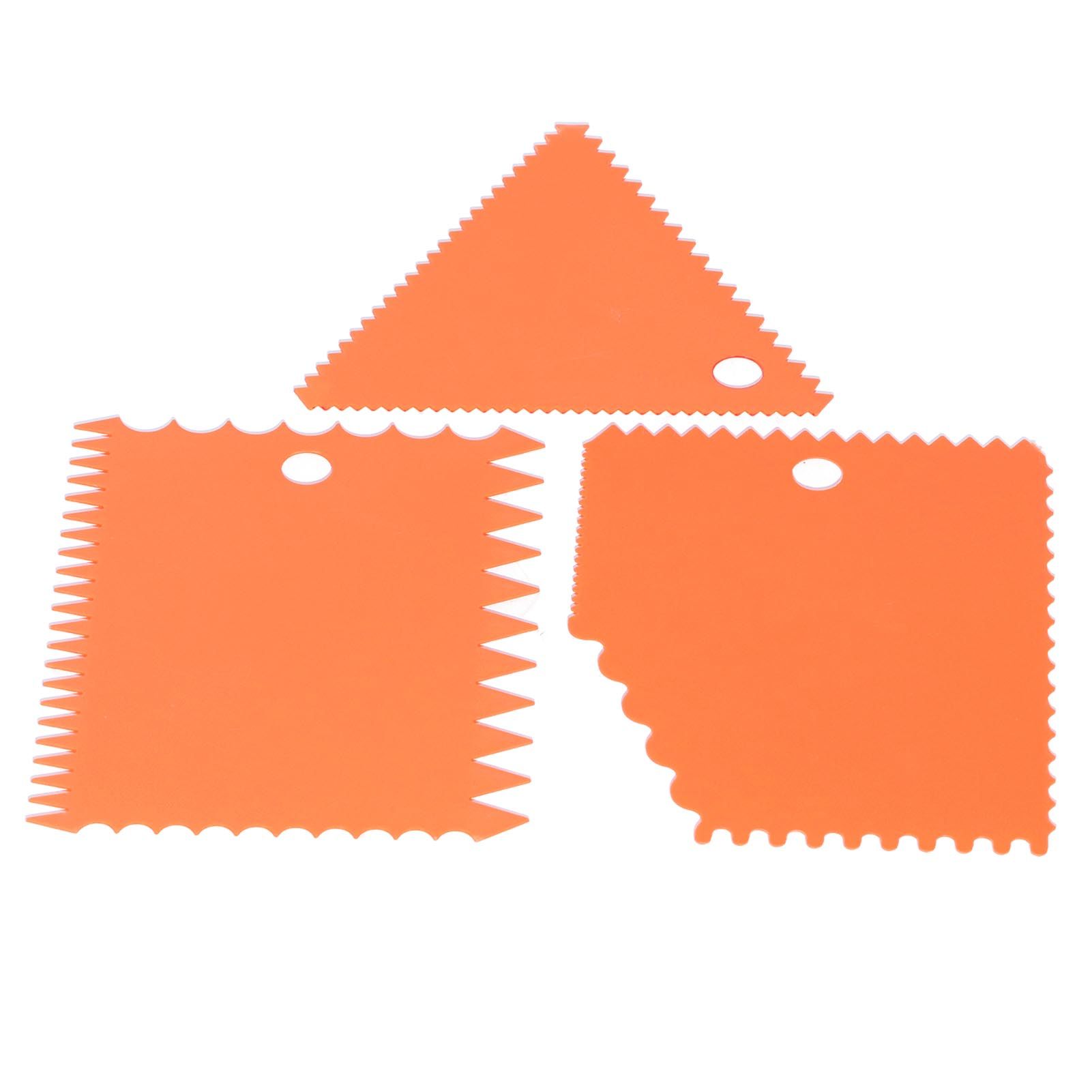 3PCS/Set Cake Cream Scraper Pasty Cutters Scraper Irregular Teeth Edge DIY SmootherOrange β image 2