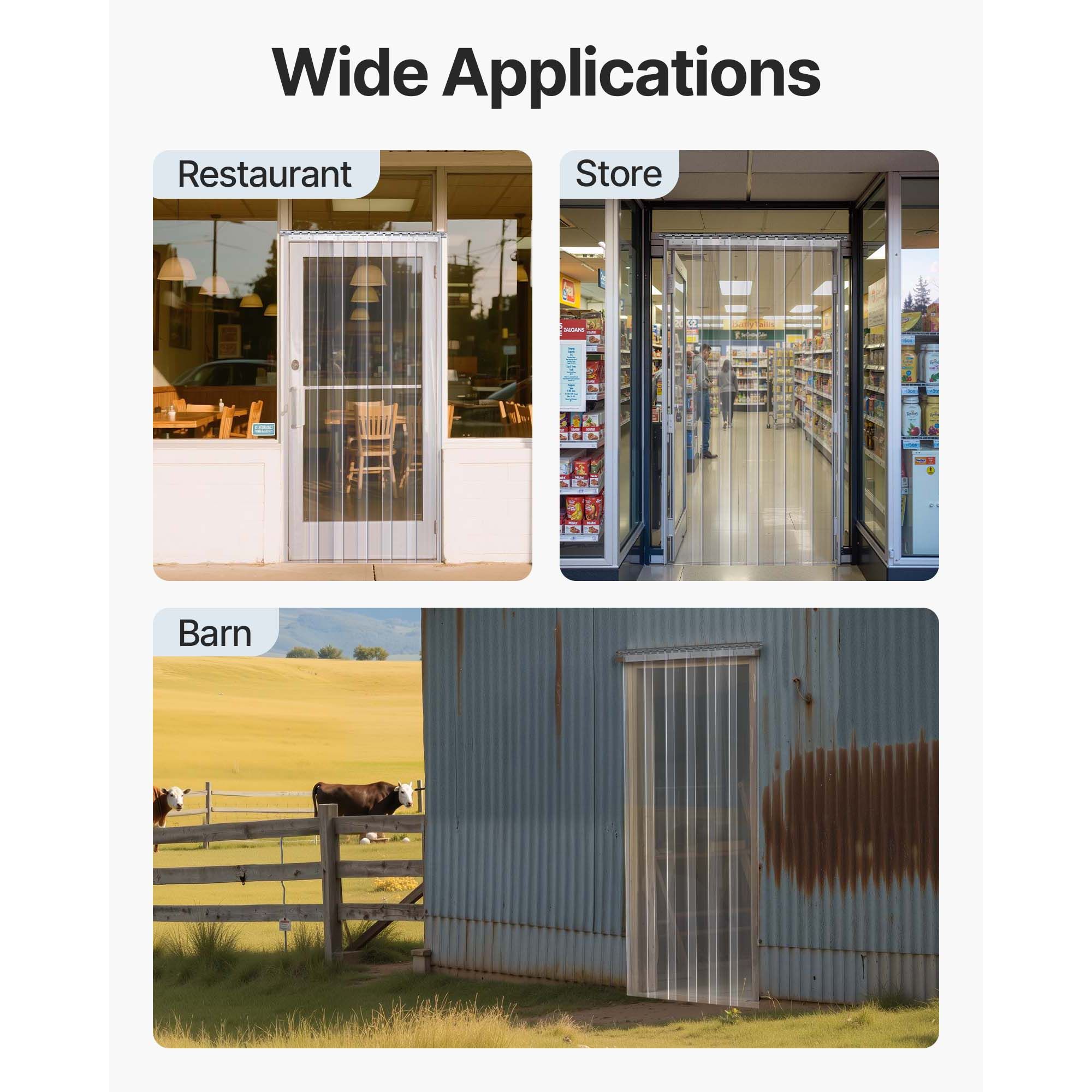 Strip Curtain PVC Door Curtain 244 x 244 cm Cooler Freezer Clear Plastic โ image 3