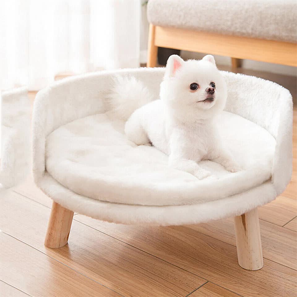 Pet Sofa Bed with Plush Cushion & Wooden Legs โ image 3
