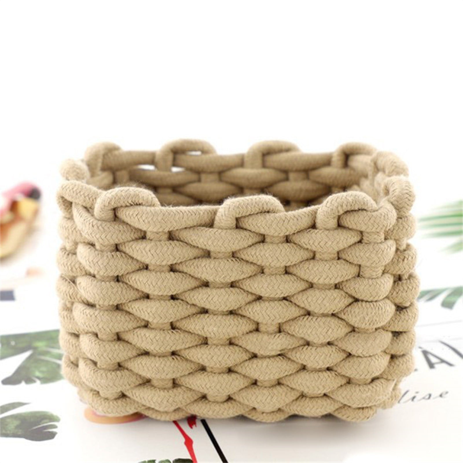 3 Pieces Small Cat Ears Toy Organizer, Woven Cotton Rope Storage Basket for Nursery and Pet Toys, Beige, 22 x 15 x 14 cm โ image 6
