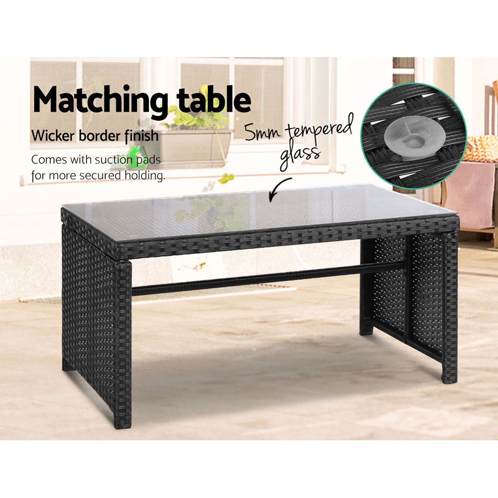 Gardeon 4 PCS Outdoor Sofa Set Rattan Chair Table Setting Garden Furniture Black โ image 5