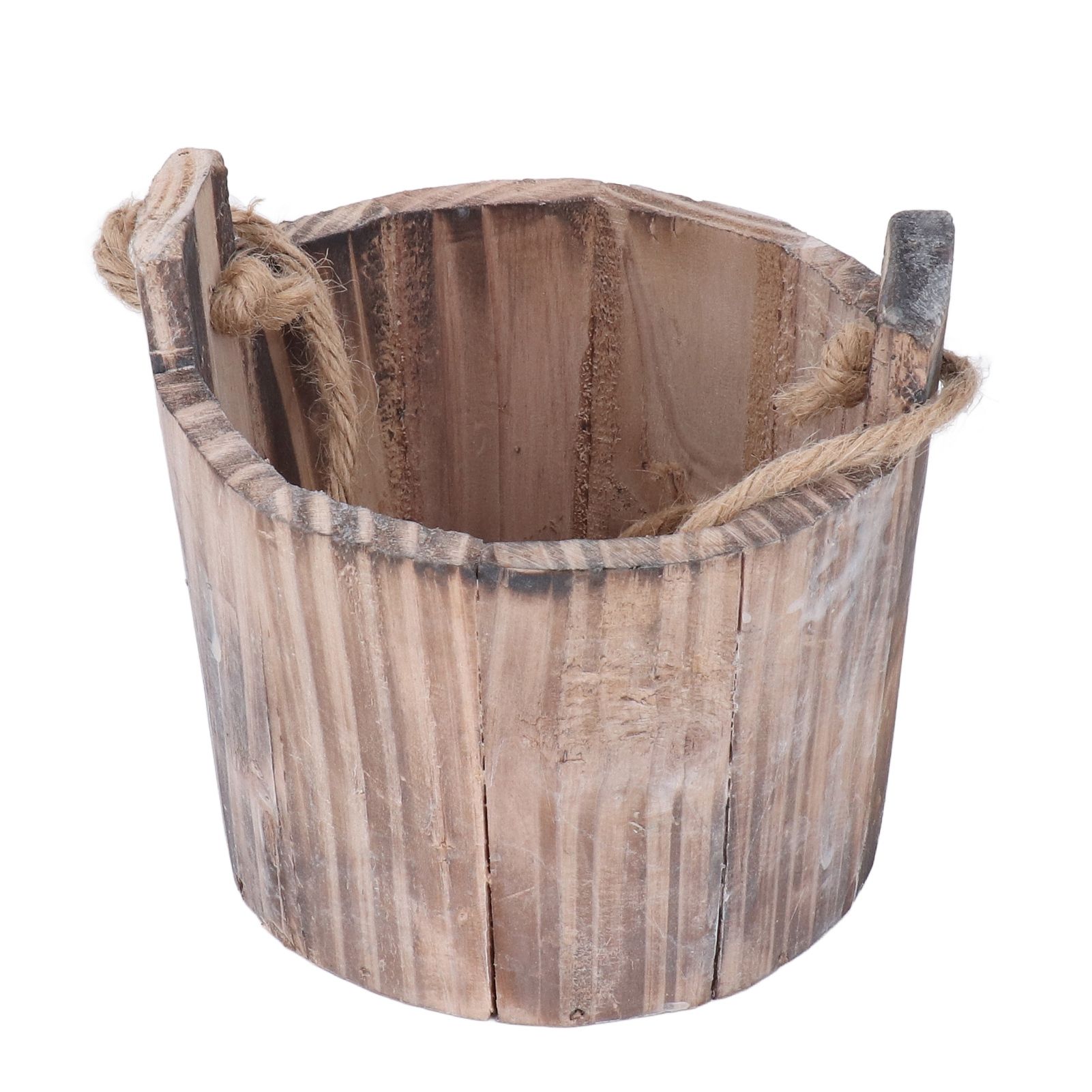 Barrel Planter Round Vintage Rustic Style Wall Hanging Wooden Garden Flower Pot for Garden Patio Office Home — image 5