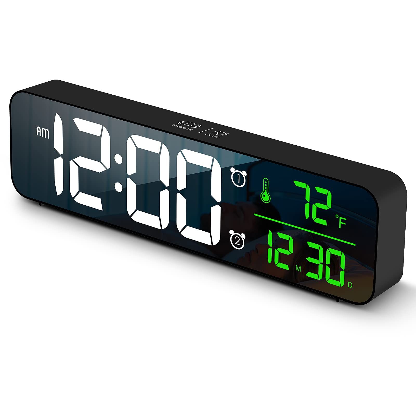 Digital Large Display Alarm Clock for Living Room Office Bedroom Decor LED Electronic Date Temp Display Wall Electric Clocks Black